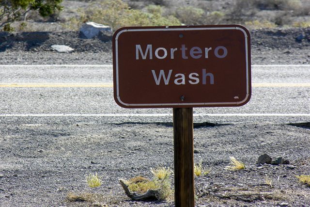 Mortero wash sign-Anza Borrego State Park