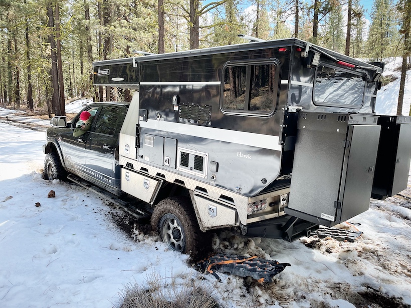 snoverland, snoverlanding, four wheel campers, flatbed hawk, ram 3500, overlanding, overland, over land, offroad, off roading, off-roading, adventure, expeditions, overland adventure, high sierra mountains, vehicle supported adventure, winter camping, 