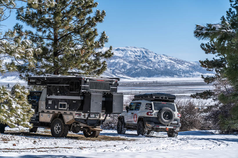 winter camping, snoverland, snoverlanding, four wheel campers, flatbed hawk, ram 3500, overlanding, overland, over land, offroad, off roading, off-roading, adventure, expeditions, overland adventure, high sierra mountains, vehicle supported adventure
